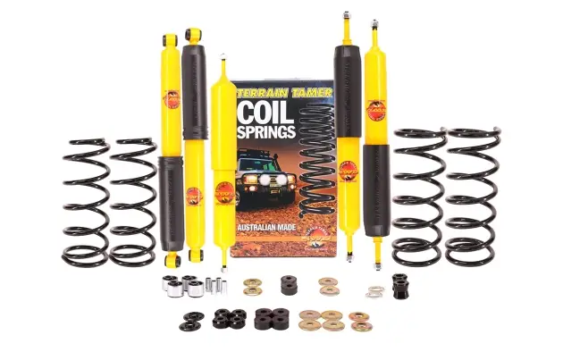 KIT DE SUSPENSION TERRAIN TAMER REHAUSSE +40/50MM POUR NISSAN PATROL Y60 CHASSIS LONG DE 1988 A 1997 Commander Vite