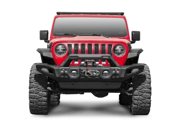 PARE CHOCS AVANT LARGE COMPLET RIVAL EN ACIER POUR JEEP WRANGLER JK ET JL SANS FEUX LED Dernière Chance