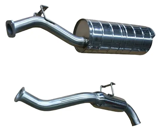 ECHAPPEMENT INOX : SILENCIEUX CENTRAL ET TUBE ARRIERE AVEC RESONATEUR POUR TOYOTA LAND CRUISER HZJ75 DE 1991-1999 ET HZJ78/79 DE 1999- 4.2L / TOYOTA LAND CRUISER GRJ76/78 Haute Qualité