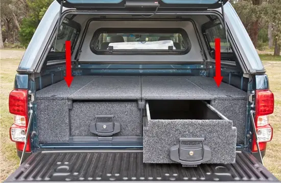 Soldes KIT DE FINITION COMPLETE POUR AMENAGEMENT TIROIR ARB POUR FORD RANGER DOUBLE CABINE ET FORD RANGER RAPTOR A PARTIR DE 2023 AVEC BAC DE BENNE D'ORIGINE