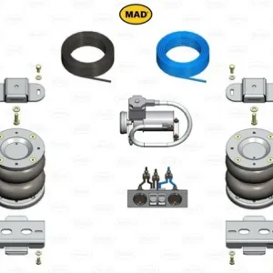 RENFORT DE SUSPENSION AIR ARRIERE (BOUDINS) POUR FORD RANGER ET VOLKSWAGEN AMAROK A PARTIR DE 2023 (AVEC COMPRESSEUR ET MANOMETRE DOUBLE COMMANDE) Paiement Sécurisé