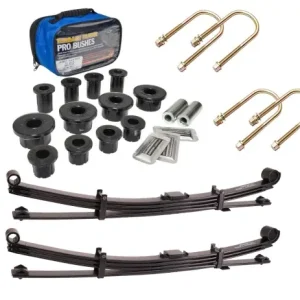 KIT LAMES ( AVEC SILENT BLOCS ET BRIDES) PARABOLIQUES ARRIERE +40MM TARAGE +400-700 KG POUR FORD RANGER ET VW AMAROK 2023+ Prix Cassé