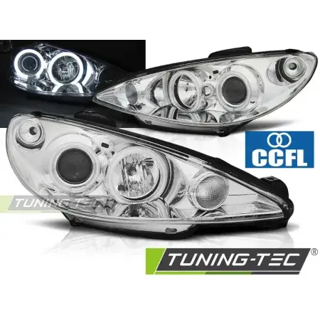 Phares Avant Angel Eyes CCFL Chrome PEUGEOT 206 02- Populaire