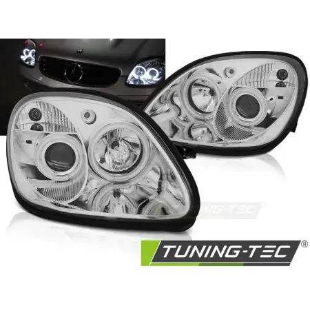 Satisfait Ou Remboursé Phares Avant Angel Eyes Chrome MERCEDES R170 SLK 04.96-04