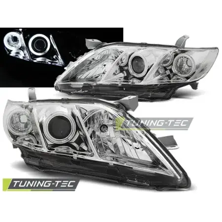 Phares Avant Angel Eyes Chrome TOYOTA CAMRY 6 XV40 06-09 Solde