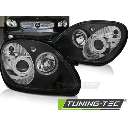Livraison Gratuite Phares Avant Angel Eyes Noir MERCEDES R170 SLK 04.96-04
