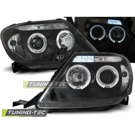 Commander Vite Phares Avant Angel Eyes Noir TOYOTA HILUX 05-11