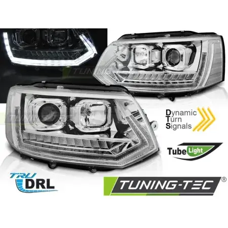 Soldes Phares Avant Tube Light DRL Chrome SEQ VW T5 2010-2015