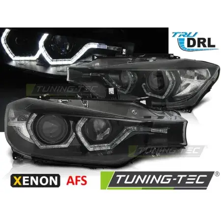 Phares Avant Xenon AFS Angel Eyes LED DRL Noir BMW F30/F31 10.11 - 05.15 Expédition Rapide