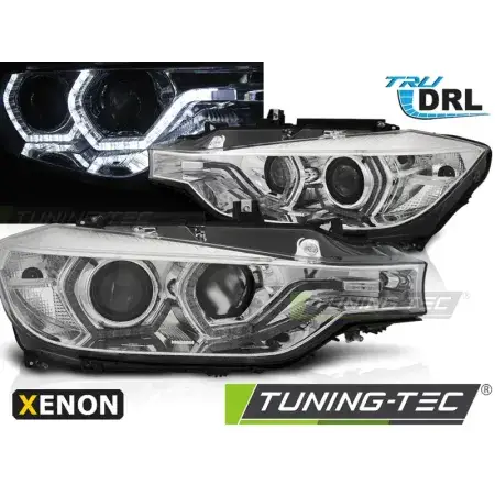 Phares Avant Xenon Angel Eyes LED DRL Chrome BMW F30/F31 10.11 - 05.15 Promotion Saisonnière