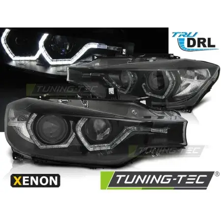 Phares Avant Xenon Angel Eyes LED DRL Noir BMW F30/F31 10.11 - 05.15 Prix Choc