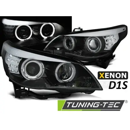 Phares Avant Xenon D1S Angel Eyes Noir Clignotants LED BMW E60/E61 05-07 Bon Plan