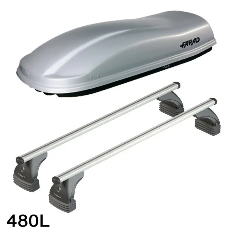 Coffre de toit Marlin 480 Litres GRIS et barres de toit Peugeot 206 3 portes 1998 à 2009 Seulement Aujourd’hui
