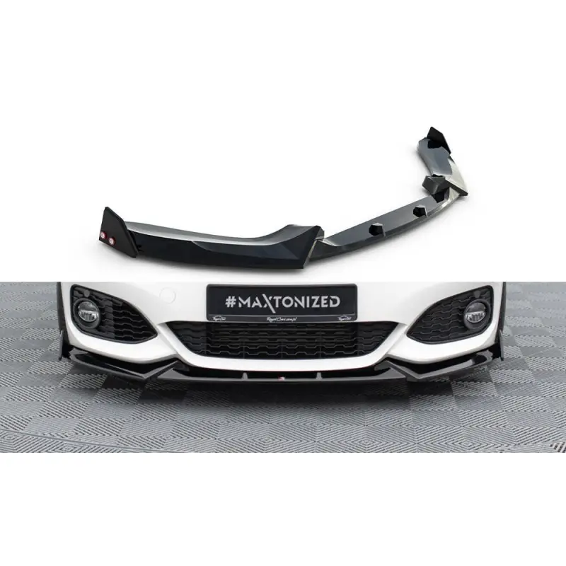 Haute Qualité LAME DU PARE-CHOCS AVANT V.5 + AILERONS BMW 1 M-PACK / M140I F20 FACELIFT - MAXTONDESIGN - FINITION NOIR BRILLANT + FLAPS