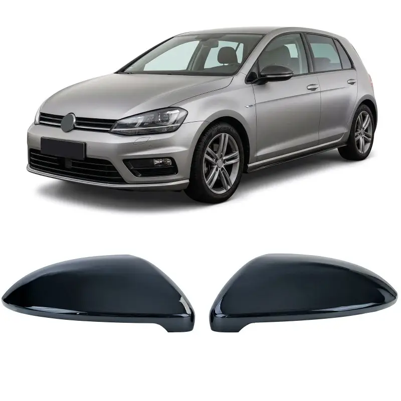 Achat Immédiat SET DE 2 COQUES DE RETROVISEUR EXTERIEUR GAUCHE ET DROITE POUR VOLKSWAGEN GOLF 7 (12-19) - PAS POUR ASSISTANCE - NOIR BRILLANT
