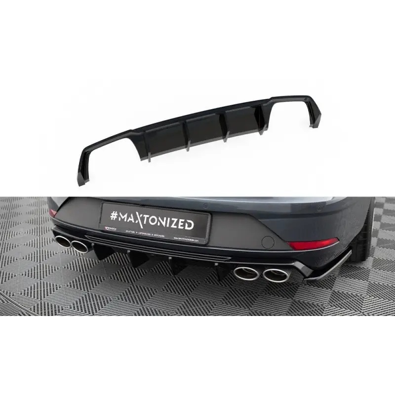 Vente Flash DIFFUSEUR ARRIÈRE COMPLET V.3 SEAT LEON CUPRA ST MK3 FL - MAXTON DESIGN - FINITION NOIR BRILLANT