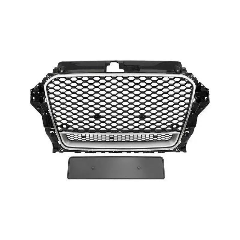 Expédié Aujourd’hui CALANDRE AVANT LOOK RS3 NOIR - CHROME - ALU POUR AUDI A3 8V (12-16) - MOD 2 -POUR PDC