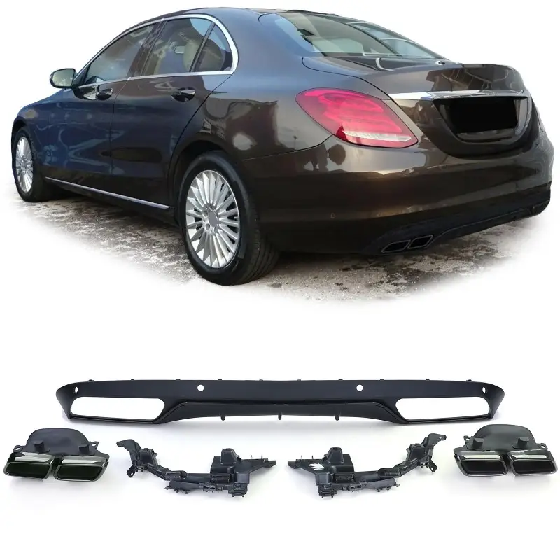 Affaire À Saisir DIFFUSEUR + EMBOUTS LOOK C63 AMG MERCEDES CLASSE C W205 BERLINE BREAK (14-18) - POUR PDC - NOIR - SANS PACK AMG