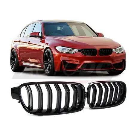 Populaire SET CALANDRE NOIR BRILLANT LOOK M3 BMW SERIE 3 F30/F31 (11-19) - DOUBLE LIGNE