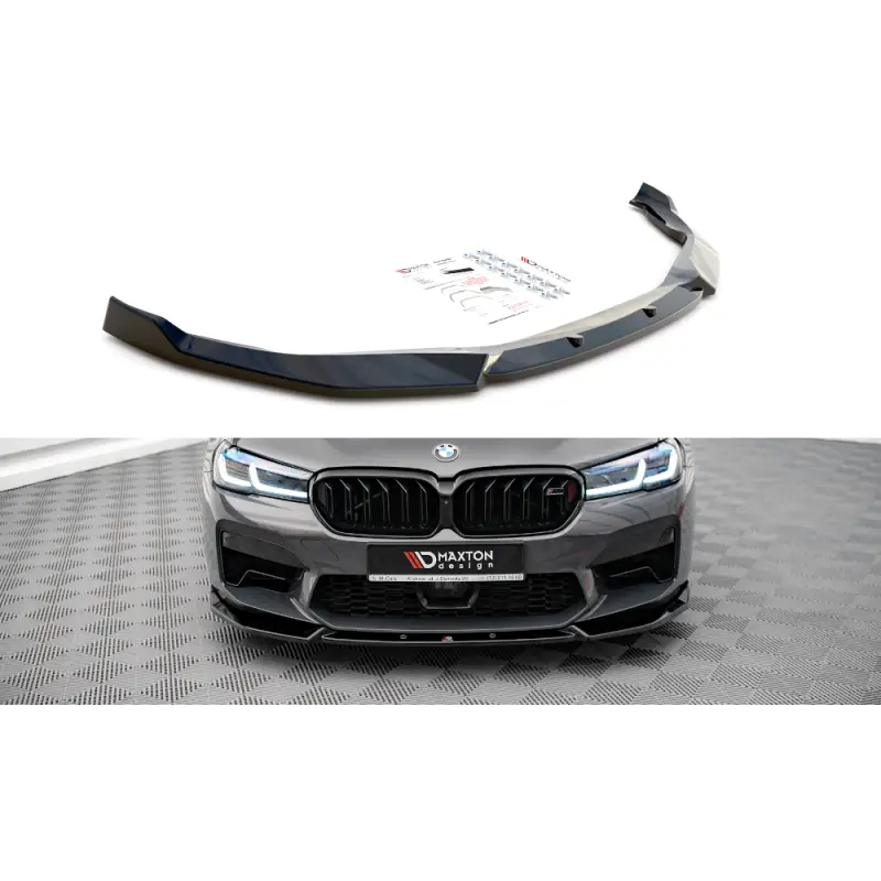 Livraison Gratuite LAME DU PARE-CHOCS AVANT V.1 BMW M5 F90 FACELIFT (20-22) - MAXTON DESIGN - FINITION NOIR BRILLANT