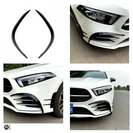 AILETTES ECOPES - FLAPLOOK AERO DE PARE-CHOCS AVANT NOIR BRILLANT POUR MERCEDES CLASSE A W177 V177 (18-22) AVEC PACK AMG Prix Réduit