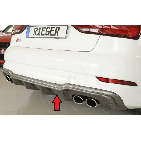 Jusqu’à Épuisement Des Stocks DIFFUSEUR ARRIERE RIEGER AUDI A3 S3 8V FACELIFT BERLINE - CABRIOLET - S-LINE (16-19) - DOUBLE GAUCHE DROIT - CARBON LOOK
