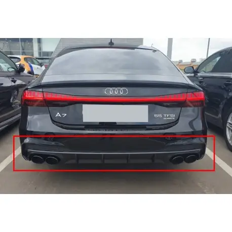 Meilleur Choix DIFFUSEUR ARRIERE LOOK S7 AVEC FAUX EMBOUTS POUR AUDI A7 4K (18-21) POUR S-LINE - AVEC EMBOUTS NOIR