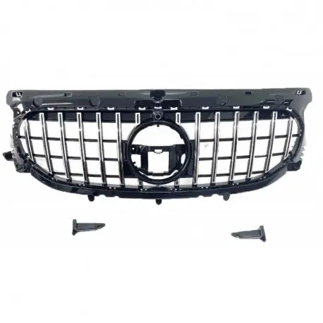 GRILLE DE CALANDRE LOOK GT - GTR PANAMERICANA POUR MERCEDES CLASSE GLA H247 (20-23) - NOIR-CHROME - PAS POUR PACK AMG Offre Exclusive