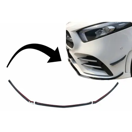 Affaire À Saisir LAME DE PARE-CHOCS AVANT AERO NOIR BRILLANT POUR MERCEDES CLASSE A W177 (18-22) AVEC PACK AMG
