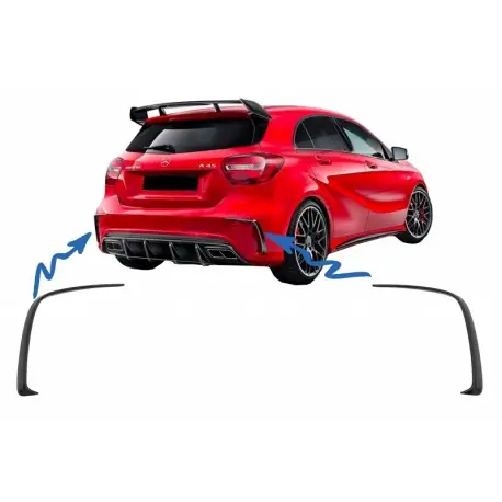 SET DE DEUX ECOPES LOOK AERO DE PARE-CHOCS ARRIERES NOIR BRILLANT POUR MERCEDES CLASSE A W176 (12-18) AVEC PACK AMG Solde