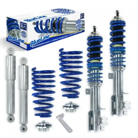 Dernière Chance KIT COMBINÉ FILETÉ JOM BLUELINE POUR FIAT 500 + FIAT 500 ABARTH 1.2 8V, 1.3, 1.4 16V (07-)