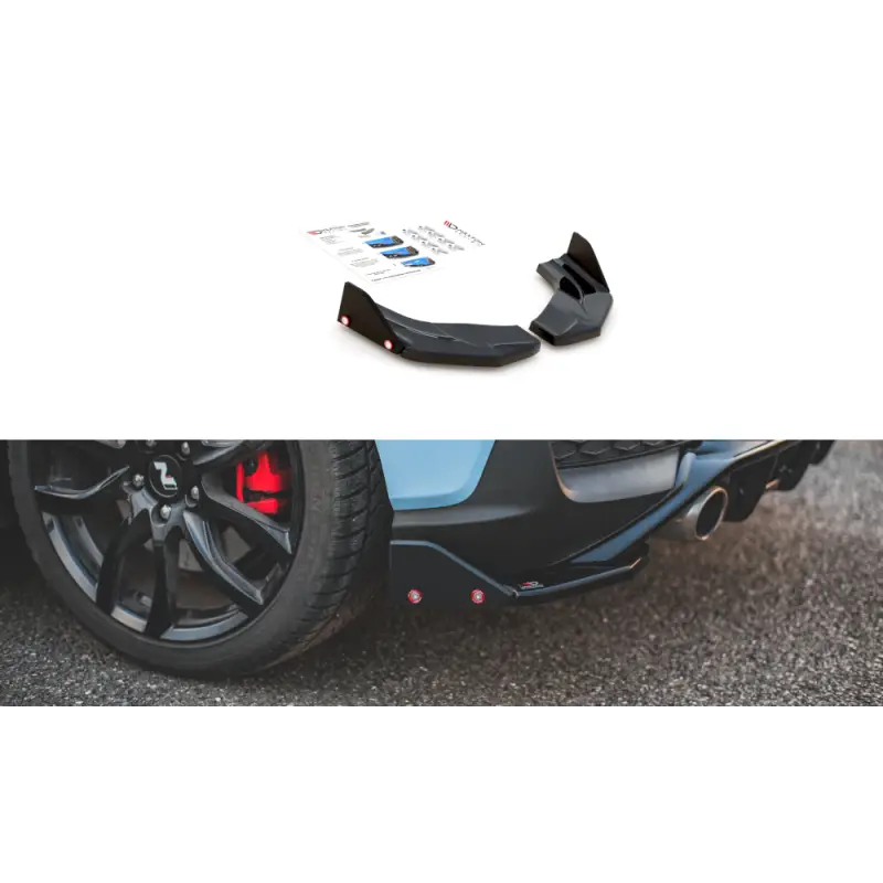 LAMES DE PARE-CHOCS ARRIÈRE LATÉRALES + AILERONS V.7 HYUNDAI I30 N MK3 HATCHBACK - MAXTON DESIGN - FINITION NOIR BRILLANT Produit De Marque