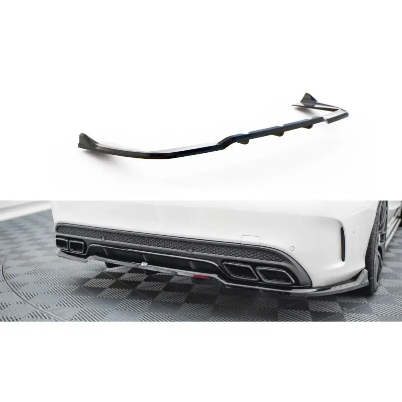 CENTRAL ARRIERE SPLITTER (AVEC UNE BARRE VERTICALE) MERCEDES-AMG C63 SEDAN / ESTATE W205 / S205 - MAXTONDESIGN - FINITION NOIR B Prix Réduit