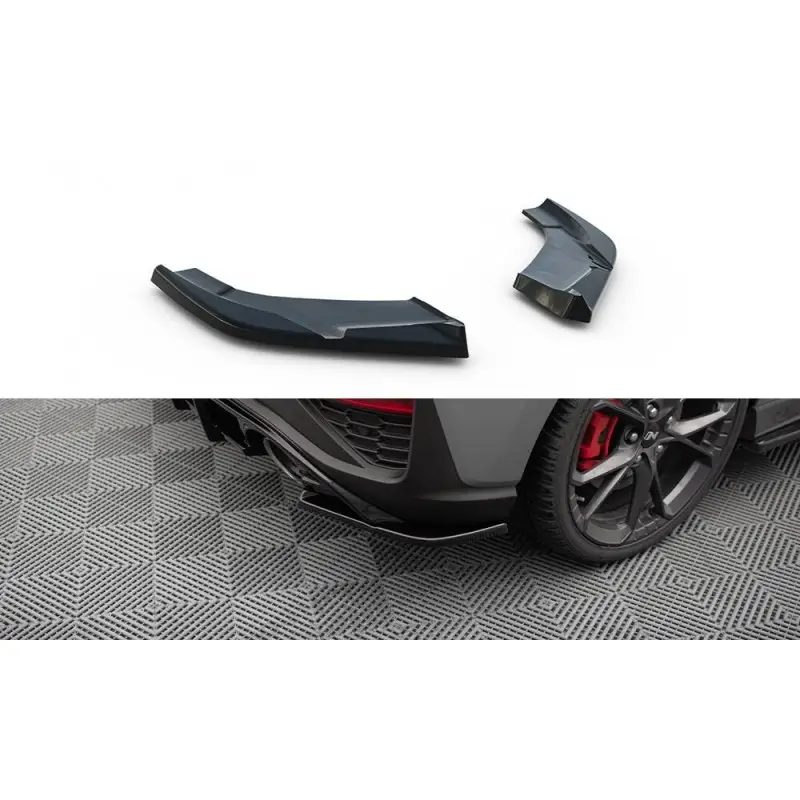 Usine Directe LAMES DE PARE-CHOCS ARRIERE LATERALES V.5 HYUNDAI I30 N HATCHBACK MK3 FACELIFT - MAXTONDESIGN - FINITION NOIR BRILLANT