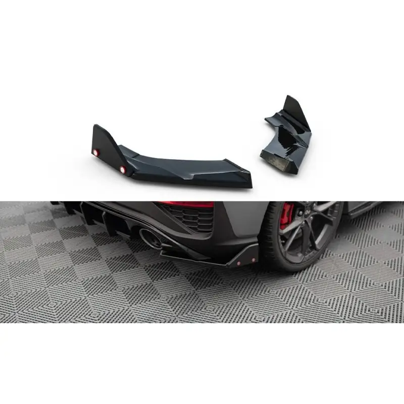 Must-Have LAMES DE PARE-CHOCS ARRIERE LATERALES V.4 + FLAPS HYUNDAI I30 N HATCHBACK MK3 FACELIFT - MAXTONDESIGN - FINITION NOIR BRILLANT