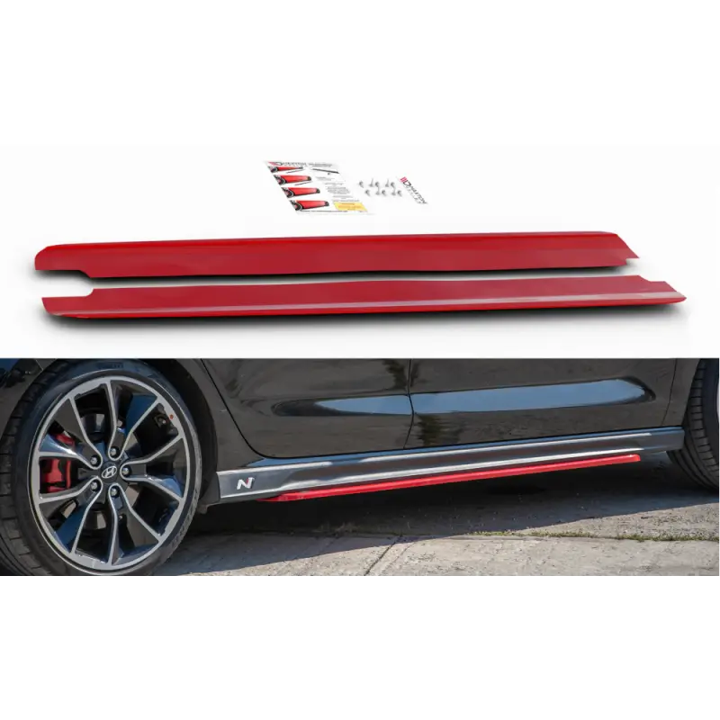 SET DES DIFFEUSEUR DES BAS DE CAISSE V.2 HYUNDAI I30 N MK3- MAXTONDESIGN - FINITION ROUGE Top Vente