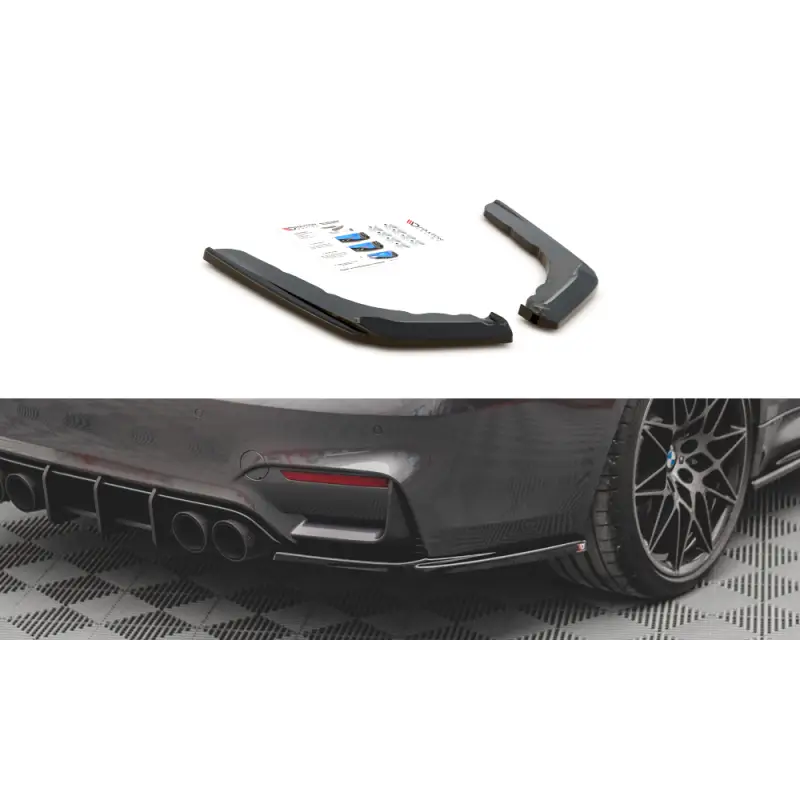 Promotion Saisonnière LAMES DE PARE-CHOCS ARRIÈRE LATÉRALES V.1 BMW M4 F82 - MAXTON DESIGN - FINITION NOIR BRILLANT