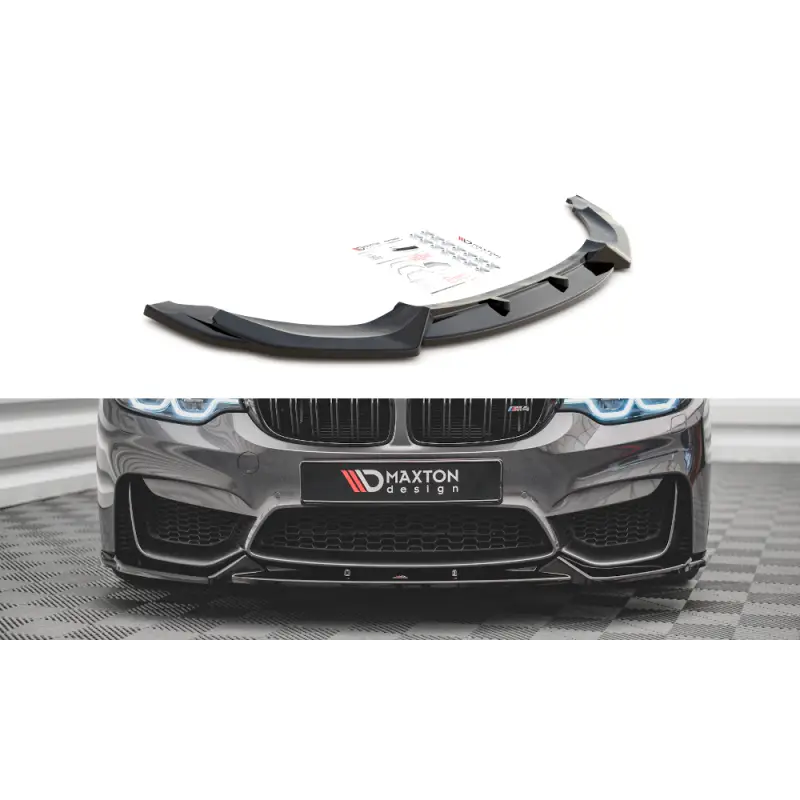 Offre Du Jour LAME DU PARE-CHOCS AVANT BMW M4 F82 + M3 F80 - MAXTON DESIGN - FINITION NOIR BRILLANT