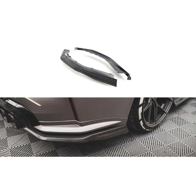 Acheter En Ligne LAMES DE PARE-CHOCS ARRIÈRE LATÉRALES EN FIBRE DE CARBONE BMW M4 G82- MAXTONDESIGN - VERITABLE CARBON