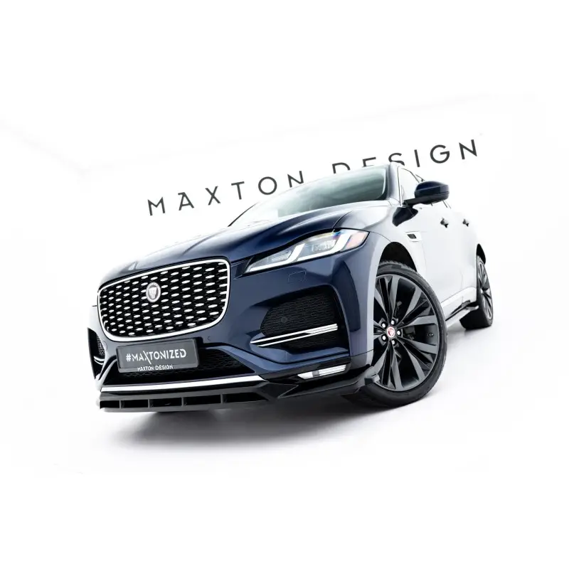 Dernier Modèle LAME DU PARE-CHOCS AVANT JAGUAR F-PACE R-SPORT MK1 FACELIFT - MAXTONDESIGN - FINITION NOIR BRILLANT