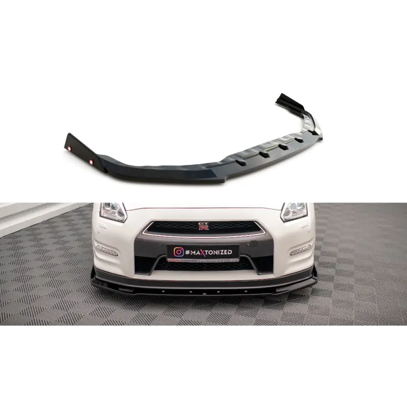 Prix Promo LAME DU PARE-CHOCS AVANT + AILERONS NISSAN GTR R35 FACELIFT - MAXTONDESIGN - FINITION NOIR BRILLANT