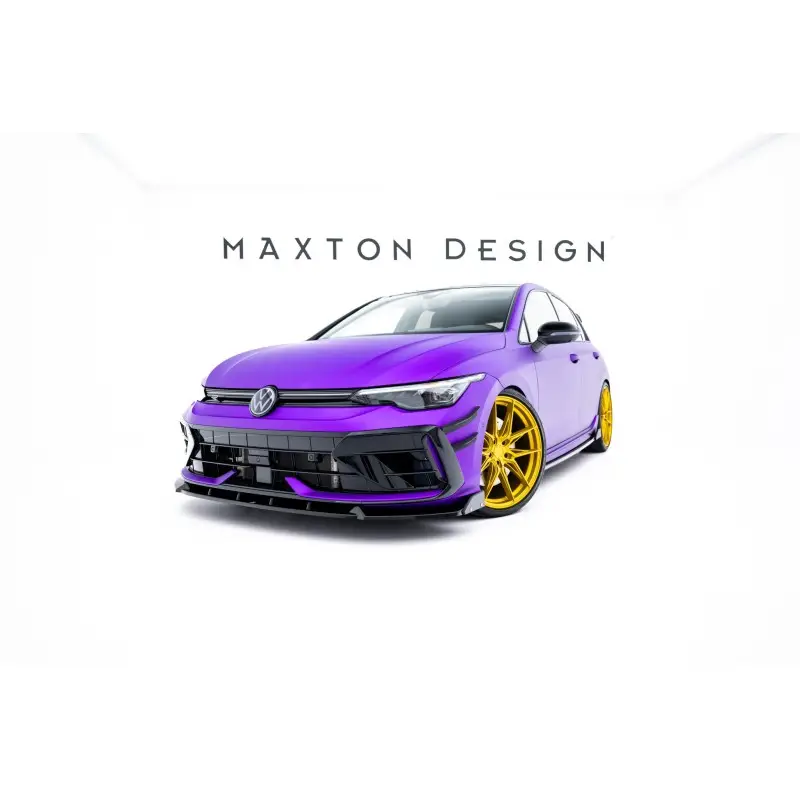 LAME DU PARE-CHOCS AVANT V.3 + AILERONS VOLKSWAGEN GOLF R MK8 FACELIFT - MAXTONDESIGN - FINITION NOIR BRILLANT Acheter Direct