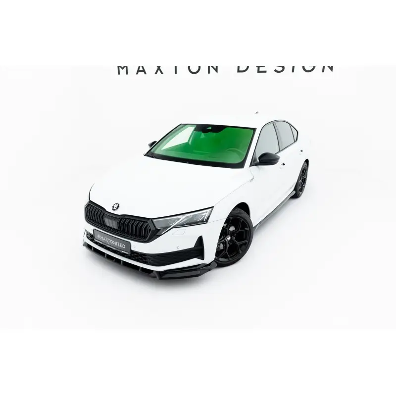 LAME DU PARE-CHOCS AVANT SKODA OCTAVIA SPORTLINE LIFTBACK / COMBI MK4 FACELIFT - MAXTONDESIGN - FINITION NOIR BRILLANT Usine Directe