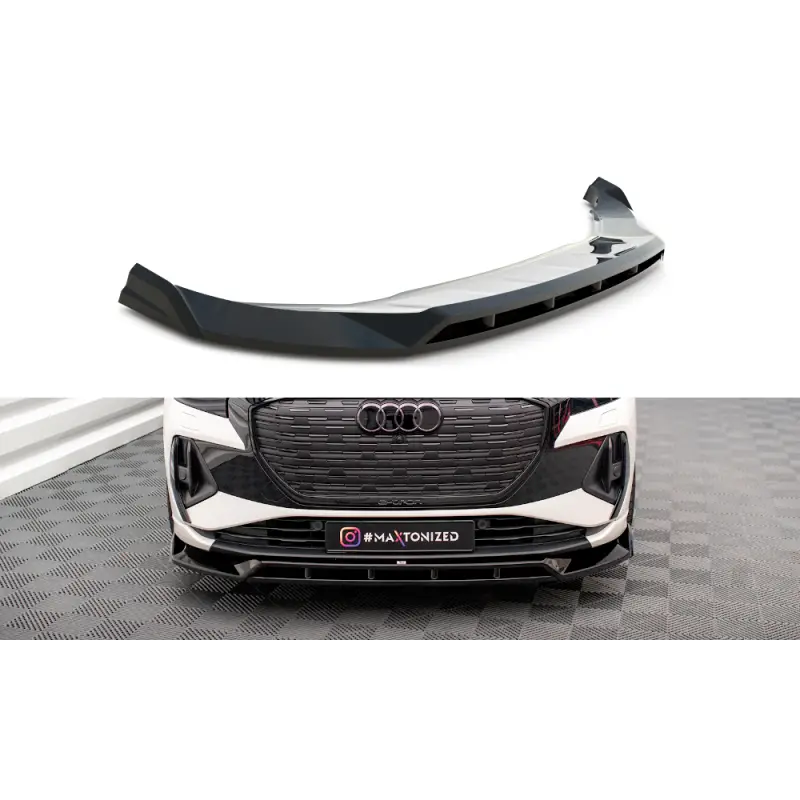 LAME DU PARE-CHOCS AVANT V.2 AUDI Q4 E-TRON SPORTBACK MK1 - MAXTONDESIGN - FINITION NOIR BRILLANT Dernière Chance