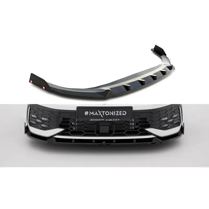 LAME DU PARE-CHOCS AVANT V.2 + AILERONS VOLKSWAGEN GOLF GTI / GTE / R-LINE MK8 FACELIFT - MAXTONDESIGN - FINITION NOIR BRILLANT Acheter En Ligne