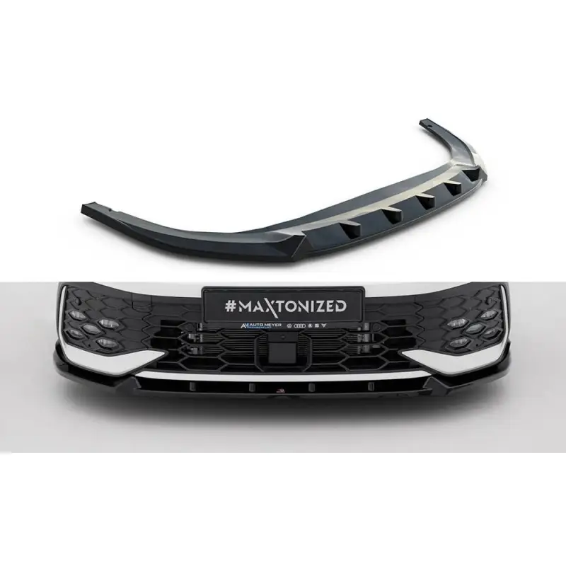 LAME DU PARE-CHOCS AVANT V.2 VOLKSWAGEN GOLF GTI / GTE / R-LINE MK8 FACELIFT - MAXTONDESIGN - FINITION NOIR BRILLANT Super Prix