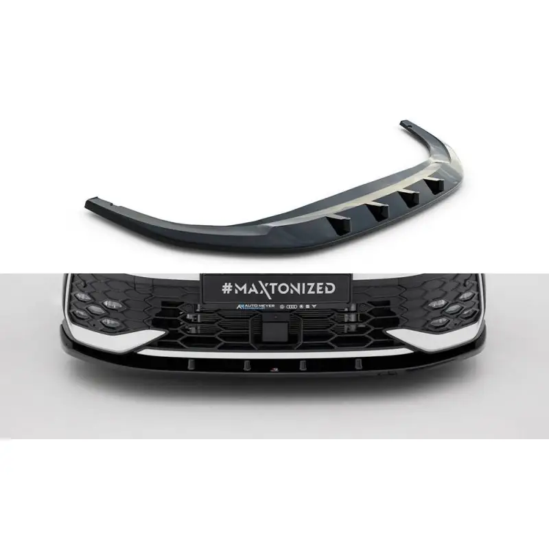 LAME DU PARE-CHOCS AVANT V.1 VOLKSWAGEN GOLF GTI / GTE / R-LINE MK8 FACELIFT - MAXTONDESIGN - FINITION NOIR BRILLANT Must-Have
