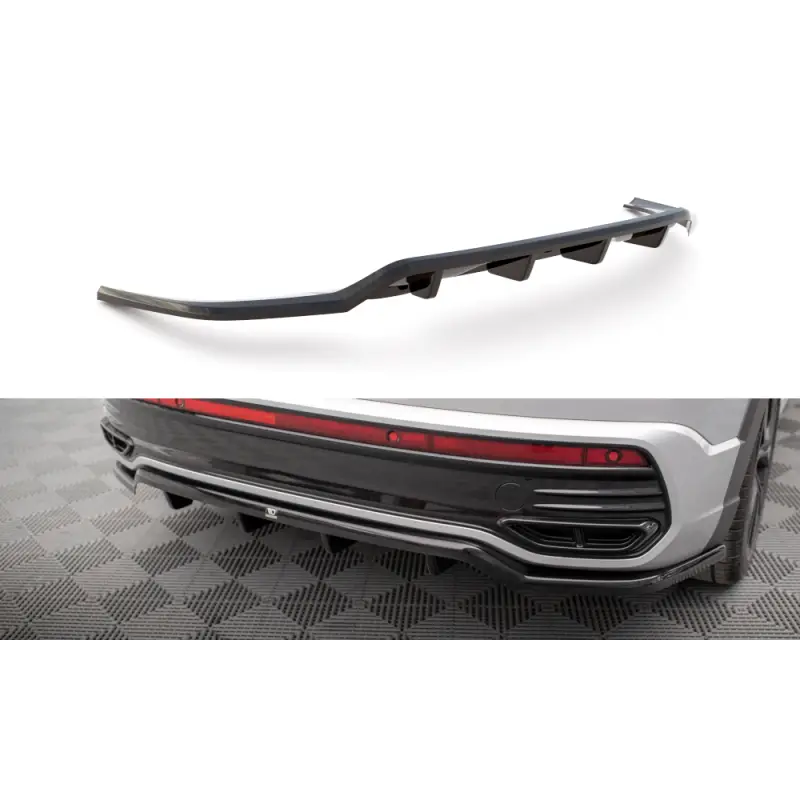 CENTRAL ARRIERE SPLITTER (AVEC UNE BARRE VERTICALE) VOLKSWAGEN TAIGO R-LINE MK1 - MAXTONDESIGN - FINITION NOIR BRILLANT Offre Du Jour