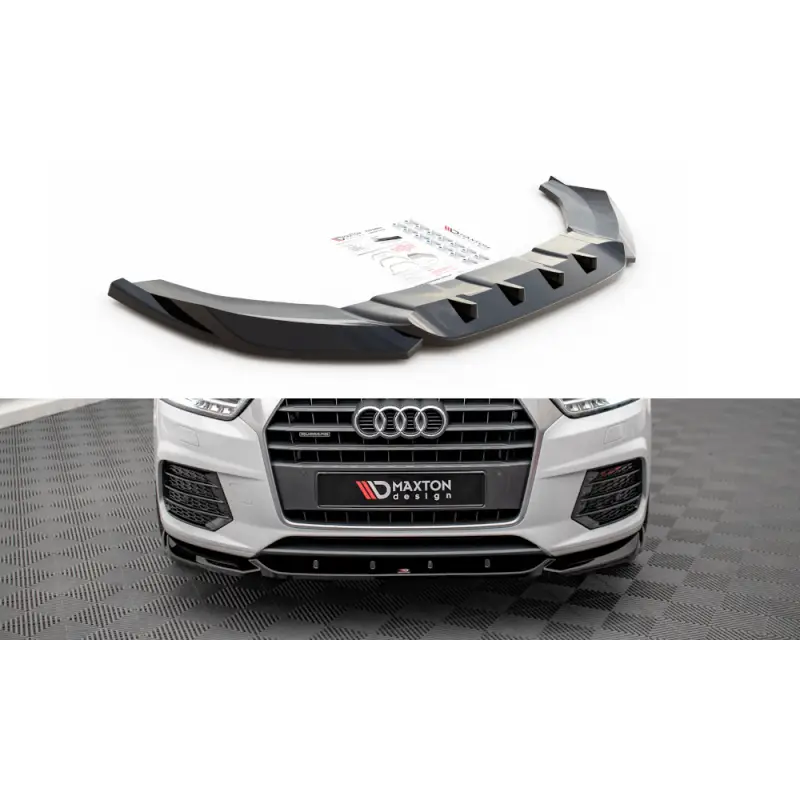 Meilleur Prix LAME DU PARE-CHOCS AVANT V.1 AUDI Q3 S-LINE 8U FACELIFT - MAXTON DESIGN - FINITION NOIR BRILLANT