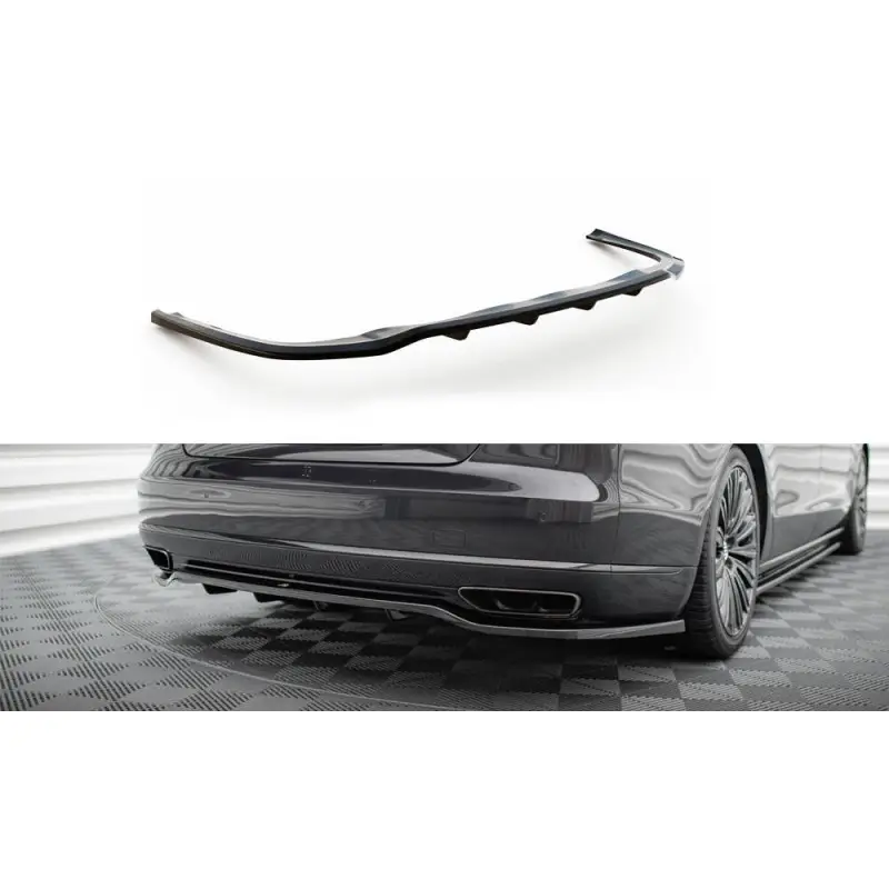 Vente Directe CENTRAL ARRIERE SPLITTER (AVEC UNE BARRE VERTICALE) AUDI A8 D4 FACELIFT - MAXTON DESIGN - FINITION NOIR BRILLANT